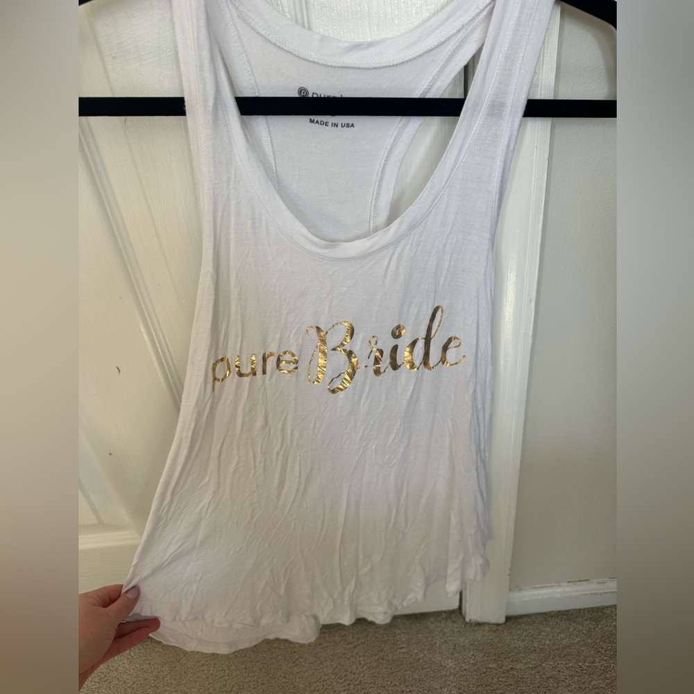 Pure Barre Pure Bride White and Gold Tank Top Small
